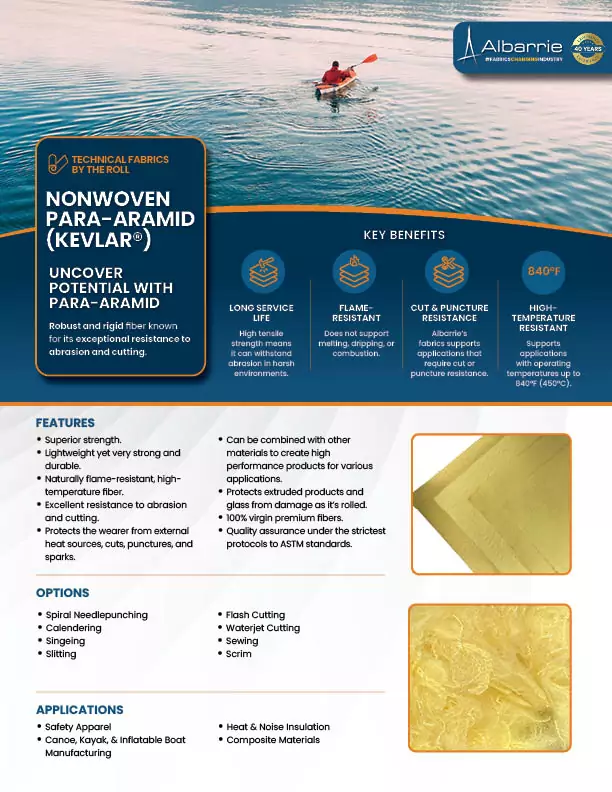Kevlar Techbical Fabric Brochure | Albarrie