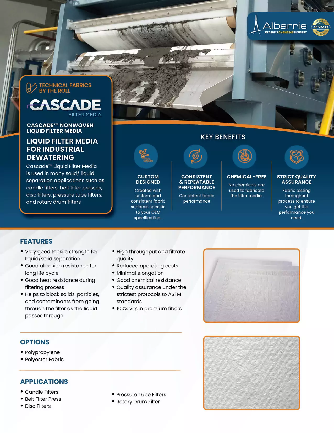 Liquid filter Media Sales Sheet | Albarrie