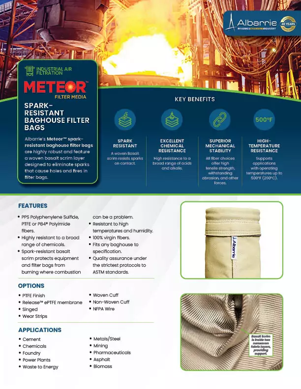 Meteor Baghouse Filter Bags | Albarrie