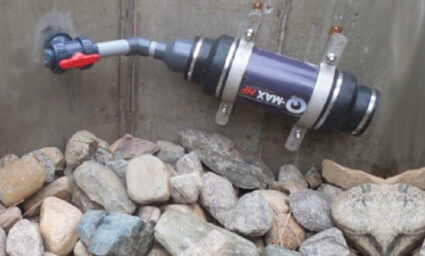 Albarrie's Q-Max oil stop valve installed at the drain of a concrete secondary containment system.