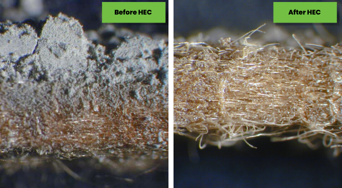Comparison image showing the different between regular cleaning & Albarrie's HEC Cleaning