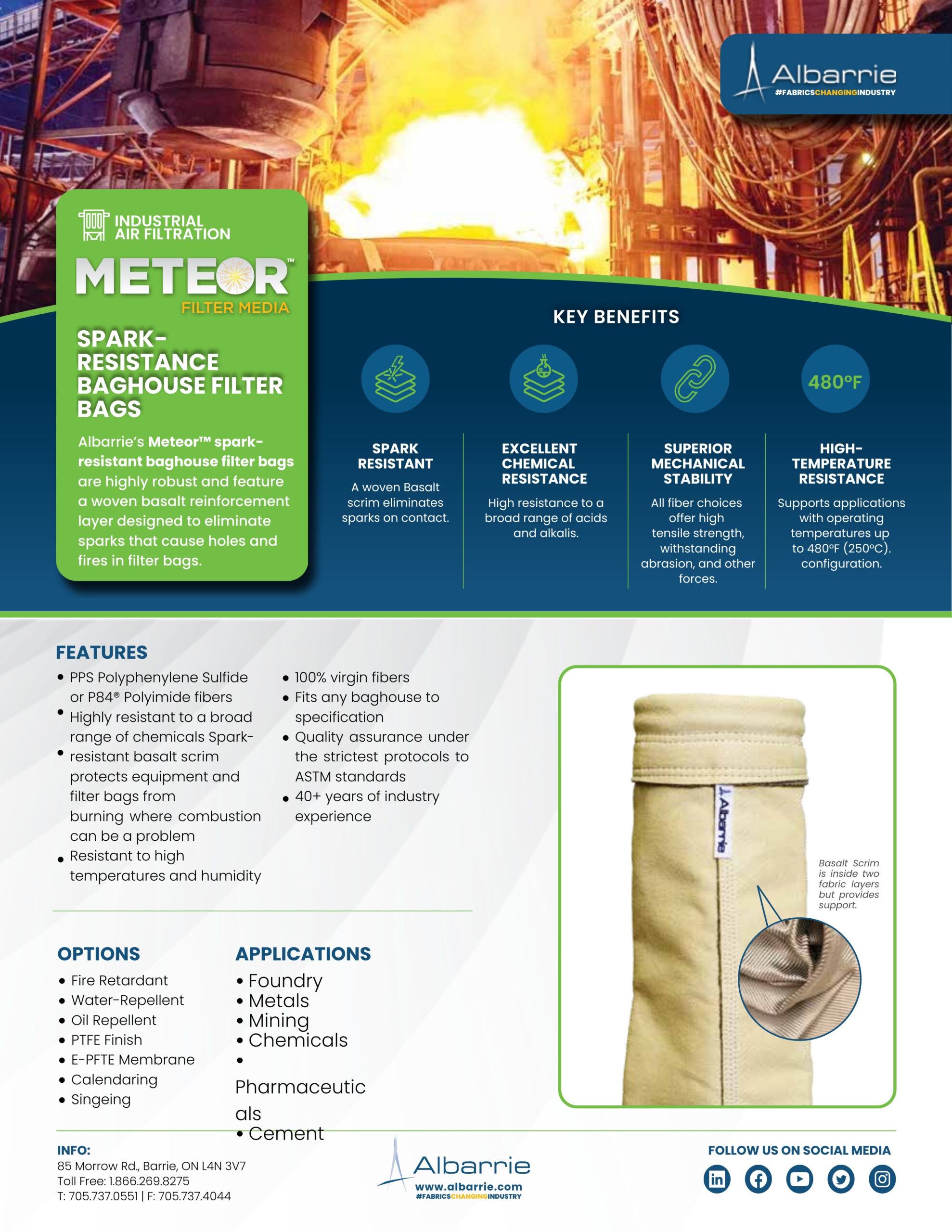 Meteor Baghouse Filter Bags Sales Sheet
