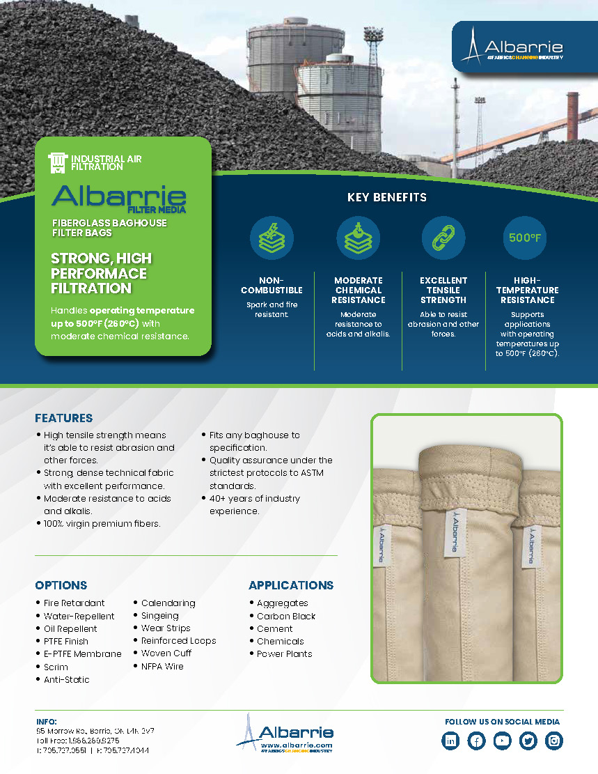 Fiberglass Filter Bags | Albarrie