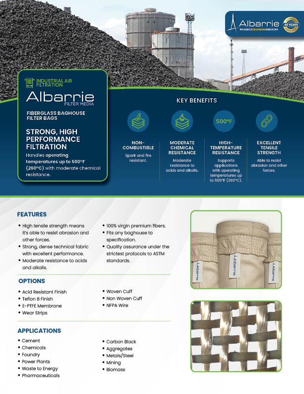 Fiberglass Baghouse Filter Bags | Albarrie